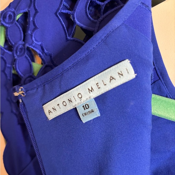 Antonio Melani Cobalt Blue Cocktail Dress w/ Laser Cutouts & Cap Sleeves – Sz 10 - Picture 9 of 14